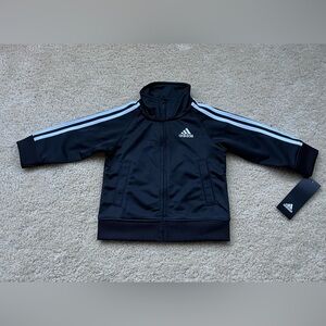 NWT Adidas Baby/Toddler Boy’s Black 3 Stripe Zip Front Track Jacket - 12 Month